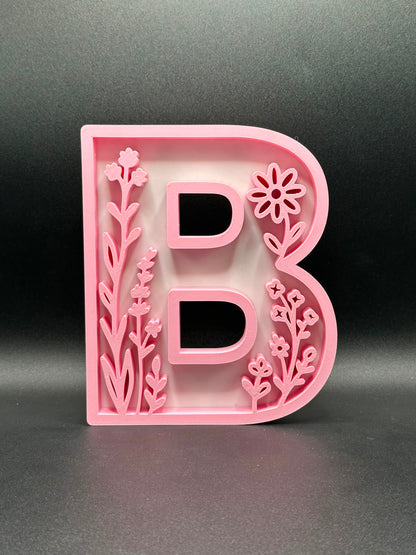 Lettera 3D floreale personalizzata rosa - Livoncraft3D