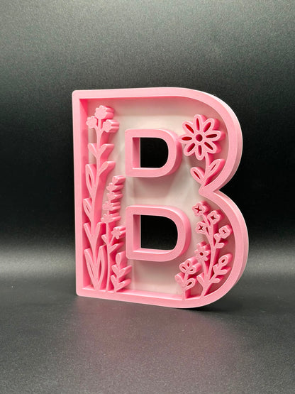 Lettera 3D floreale personalizzata rosa - Livoncraft3D