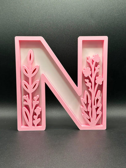 Lettera 3D floreale personalizzata rosa - Livoncraft3D