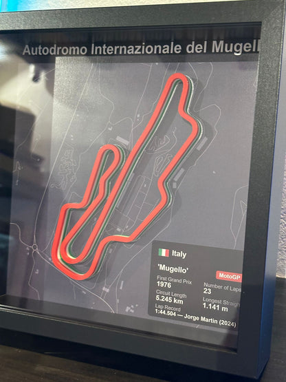 Quadro 3D circuito Mugello - prodotto reale incorniciato