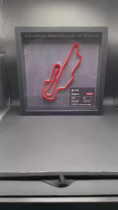Video: quadro 3D circuito Mugello - tracciato tricolore in rilievo