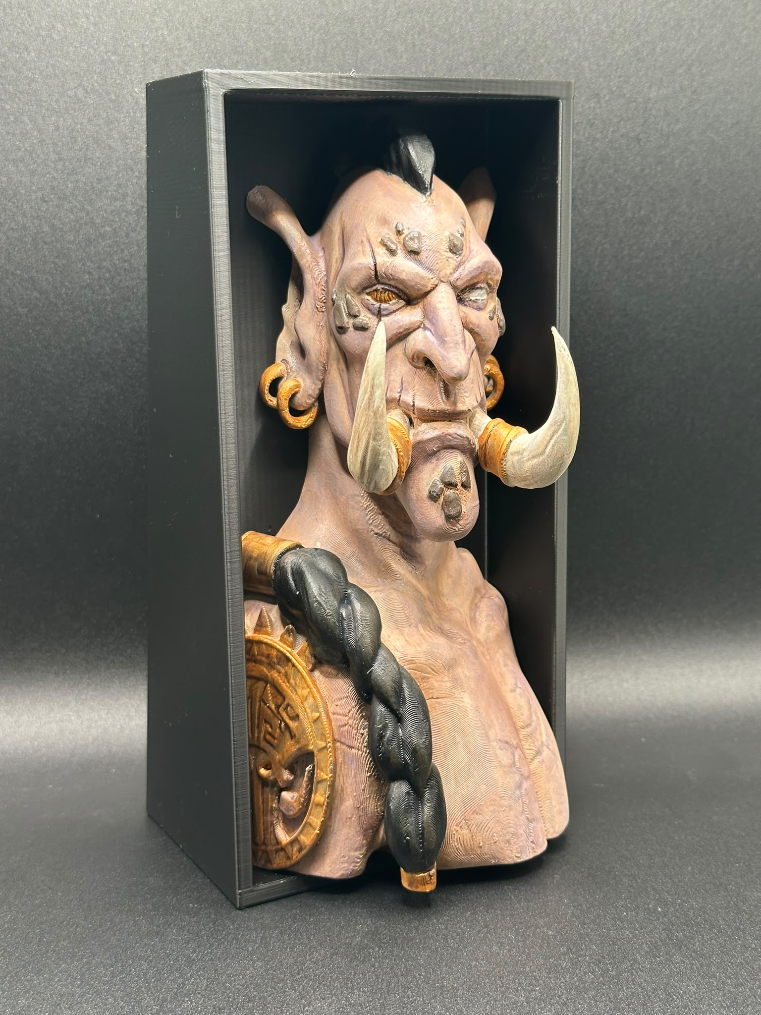 Fermalibro Troll Zandalari, profilo del blocco portalibri stampato in 3D